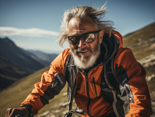 Wall Mural - hiker in the mountains