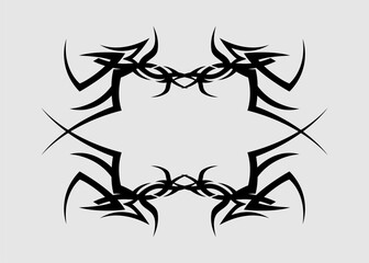 Sticker - vector sharp black symmetrical tribal tattoo motif