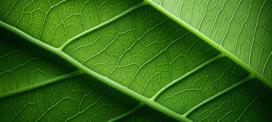 Abstract close-up macro image of green organic leaf