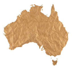 Wall Mural - illustration of map of Australia on old crumpled brown grunge paper