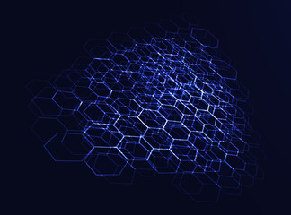 Wall Mural - abstract vector future technology. background illustration. blue light cyber, digital data. hexagon 