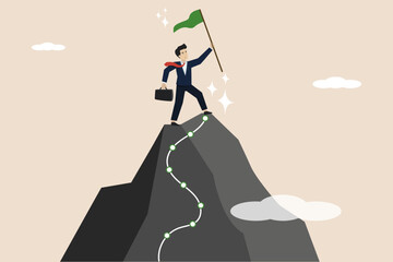 Wall Mural - successful journey, able to overcome obstacles or achieve goals, growth for success, mountain climbi