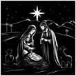 Nativity Scene Black and White