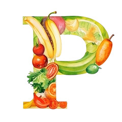 Canvas Print - food font alphabet