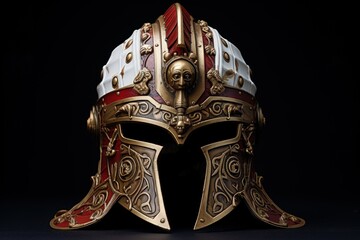 Canvas Print - Medieval knight helmet full of details, fantasy and fiction concept. Generative AI