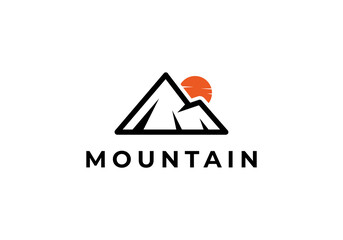 Wall Mural - Mountain Landscape Silhouette for Outdoor Travel adventure logo design	