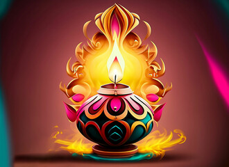 Diwali lamp background with colorful