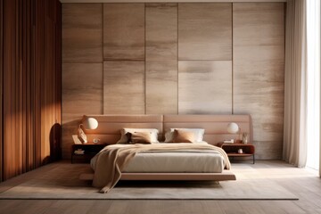 Wall Mural - Lavish Bedroom with Designer Furniture, High Ceilings, and Elegant Decorative Accents..Wood accents and natural light