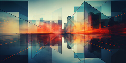 Wall Mural - Abstract geometric architecture.  