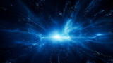 Fototapeta  - Blue light burst space explosion background