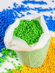 Canvas Print - plastic dye granules in a bag of polymers, multi-colored plastic dye