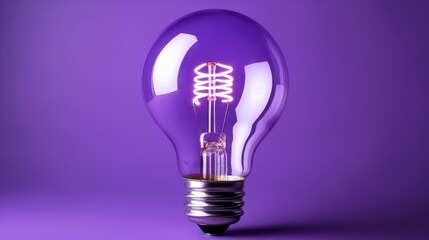 Poster - Purple Light Bulb on Purple background, Background wallpaper, Business concept.