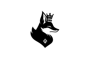 Fox head or face hand drawn ink silhouette. Logotype, emblem or mascot vector illustration design.