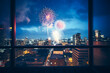 © mawardibahar - Ai generated image of firework from window view