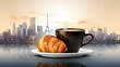 paris food drink croissant bar french table breakfast france cup. Generative AI.