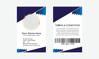 A modern template Id card design set with geometric shapes.