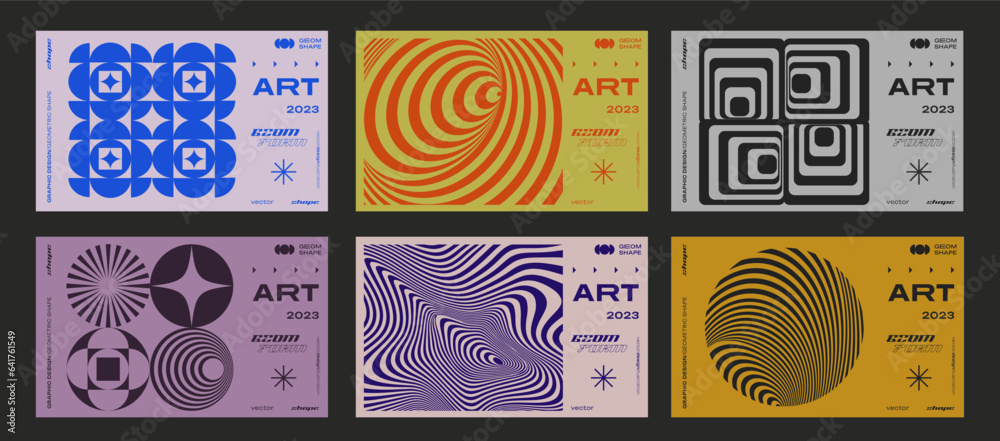 Minimal Bauhaus Abstract Posters Set. Swiss Design composition with ...