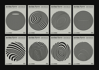 Aufkleber - Collection of Geometric Swiss Design Posters. Set of Abstract Circle Shapes. Cool Modern Minimalist Covers.