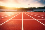 Fototapeta  - runnin track during sunset, soft focus - athletic drive - AI Generated