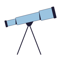 Poster - Optical telescope flat line color isolated vector object. Observing space. Science. Editable clip art image on white background. Simple outline cartoon spot illustration for web design