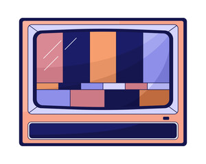 Poster - Broken old tv flat line color isolated vector object. No signal. Editable clip art image on white background. Simple outline cartoon spot illustration for web design