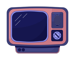 Poster - vintage television flat line color isolated vector object. broken. editable clip art image on white 