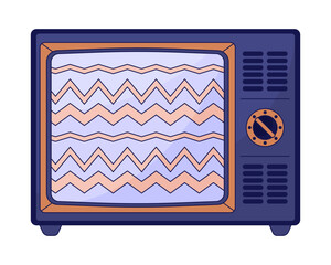 Poster - No signal on old tv flat line color isolated vector object. Noise. Editable clip art image on white background. Simple outline cartoon spot illustration for web design