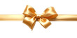 golden Ribbon Bow Realistic shiny satin with horizontal ribbon on transparent background, png