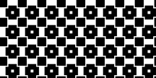 A Pattern Of Black Squares And Simple Thick Crosses. Vector Seamless Simple Pattern.