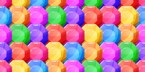 Aufkleber - Background from colored octagonal gems. Seamless background of bright colored gems.