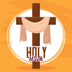 Sticker - cross mantle crucifixion Holy week Vector