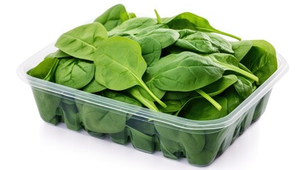 Sticker - Fresh spinach leaves in a container