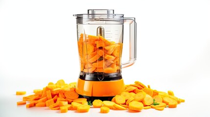 Sticker - Healthy Carrot Juice and Fresh Organic Carrots in a Blender