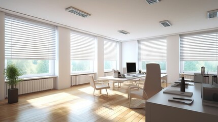 Interior of modern office, empty office building.Open ceiling design. Work space concept