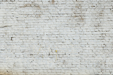 Wall Mural - old dirty white painted brick wall, full-frame background and texture