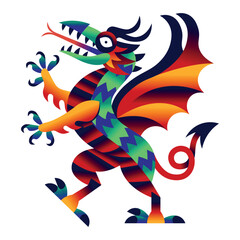 Wall Mural - Vector Colorful Dragon Alebrije Monster Illustration Isolated