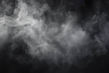 Poster - Generative ai picture image collage of grey smoke over black dark background