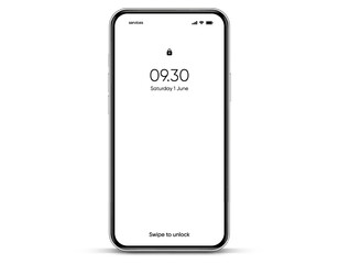 Aufkleber - 3D realistic high quality smartphone mockup with isolated background. Smart phone mockup collection. Device front view. 3D mobile phone with shadow on white background.
