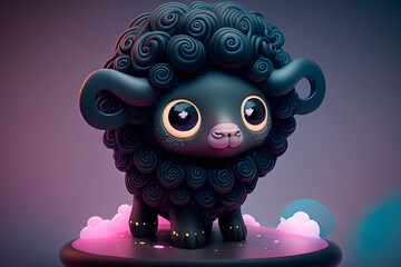 Wall Mural - A toy of a black sheep. Generative AI