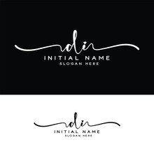 Initial DI Di Logo Design, Handwriting Logo Of Initial Signature, Fashion, Floral And Botanical With Creative Template