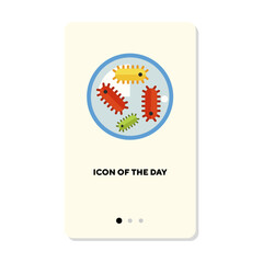 Wall Mural - Microbes, viruses and microorganisms flat vector icon. Colorful microorganisms isolated sign. Virus concept. Vector illustration symbol elements for web design and app