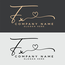 Letter F X FX Simple And Illustration Love Logo Initial Signature Vector