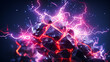 Energetic neon bolts of lightning branching out in a dramatic display