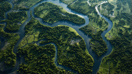 Canvas Print - aerial view of mangrove trees, mangrove forest and river