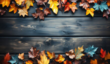 Autumn Leaves Background With Free Space For Text. AI Generated