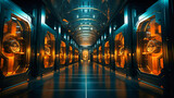 Fototapeta  - Rows of shiny vault doors, representing security and wealth storage