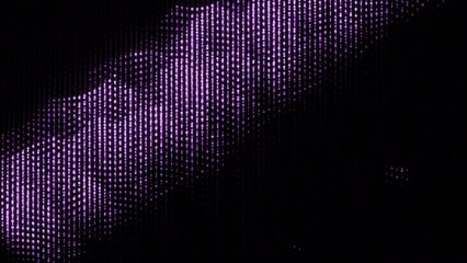 Fototapete - Moving waves of glowing dots on black background. Design. Bright electronic dots move in waves in cyberspace. Luminous waves from luminous dots