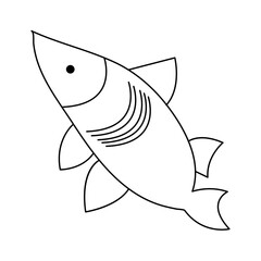 Wall Mural - Continuous One line drawing of big fish and single line vector art illustration