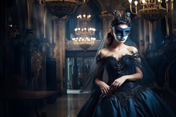 Wall Mural - beautyful woman in a masquerade ball