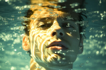 young man under water in a pool